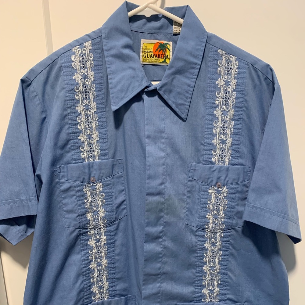 Blue and white button down